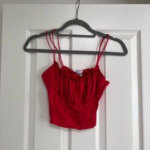 Red Cropped Princess Polly Tank Top